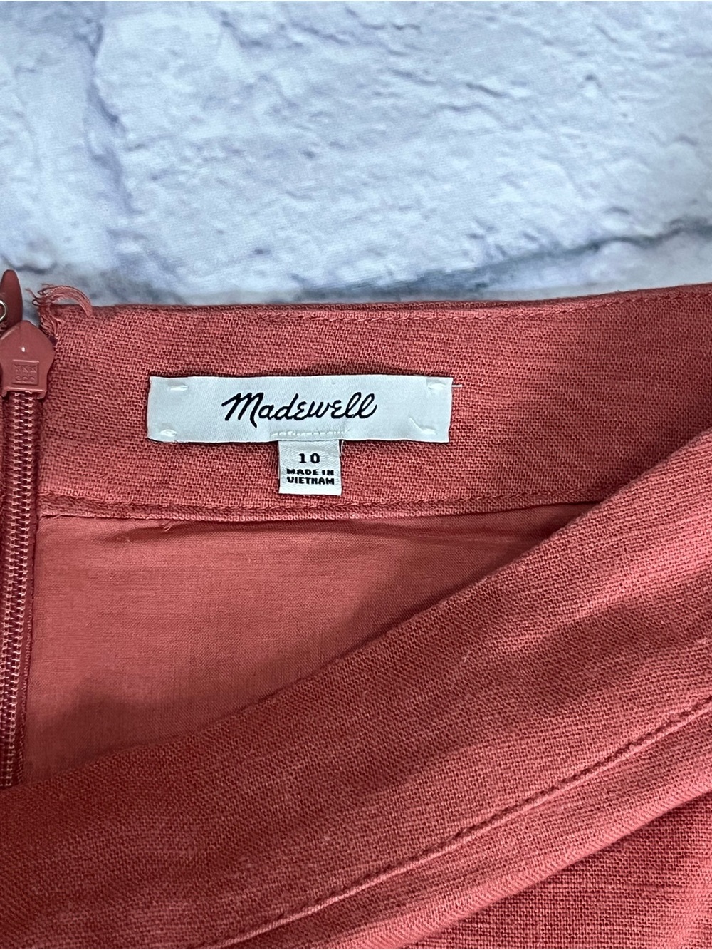 Madewell linen blend terra cotta Rust red orange Button-Trim Midi Skirt 10 - Picture 2 of 6